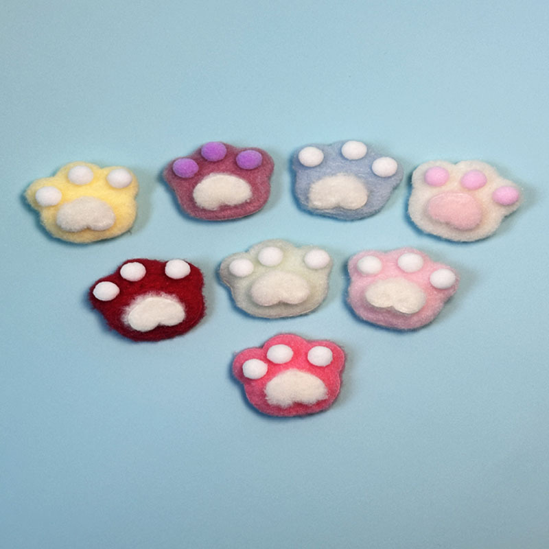 可爱多色毛绒猫掌DIY手工材料包 猫爪发夹 熊爪胸针 挂件服饰辅料