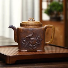 花鸟方圆 宜兴紫砂壶原矿段泥高温烧制精美功夫紫砂茶器源头直销