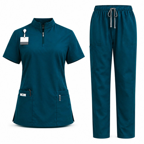 Elastic surgical gown for men and women, short-sleeved surgical suit for oral nurses and doctors, pet hospital medical scrub suit