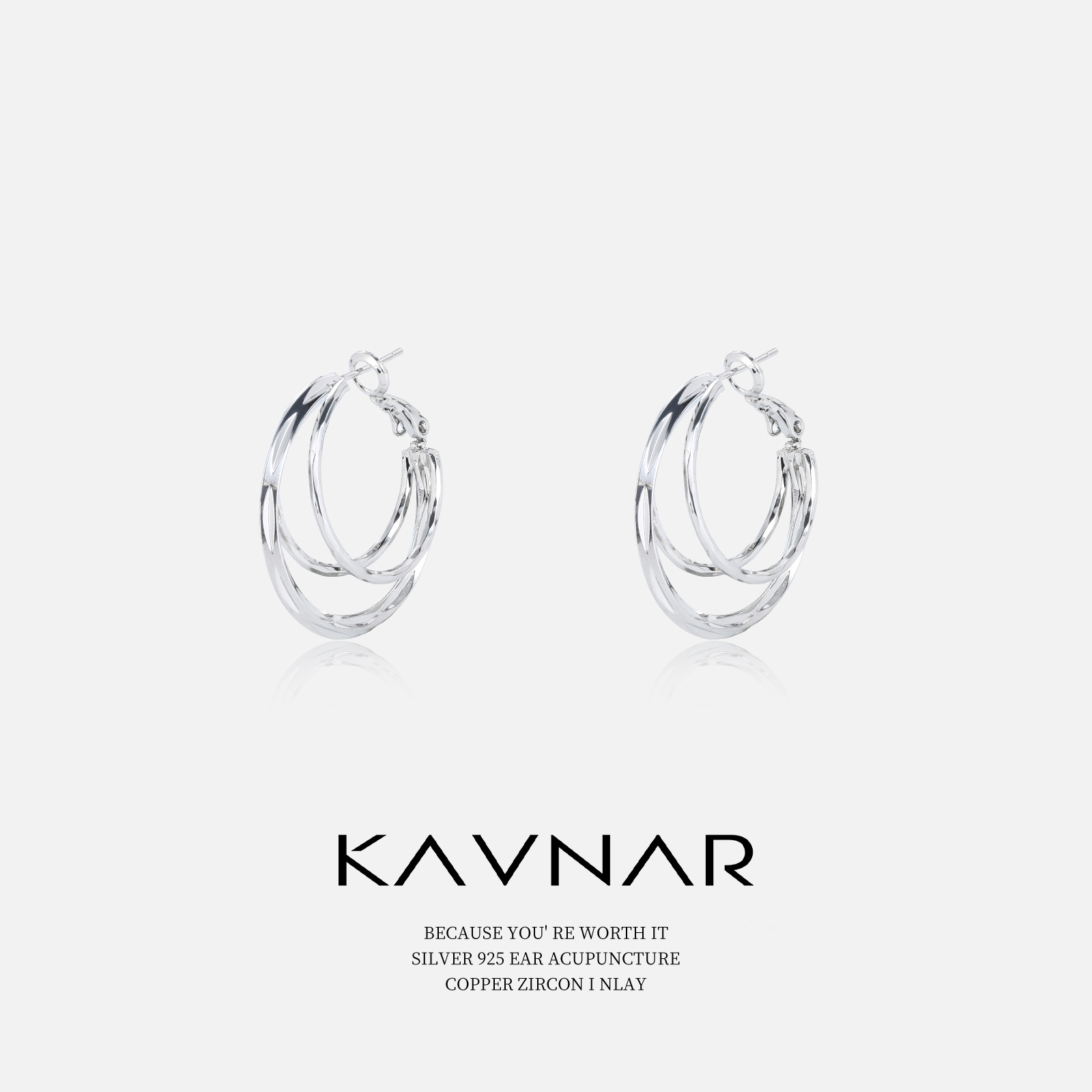 Hong Kong Style Plain Hoop Earrings Three-Layer Metal Cold Style Hoop Earrings Original Earrings Internet Celebrity Style Earrings High-End Women