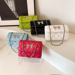 高級感菱格鏈條小方包包女2024新款時尚單肩包跨境外貿代發斜挎包