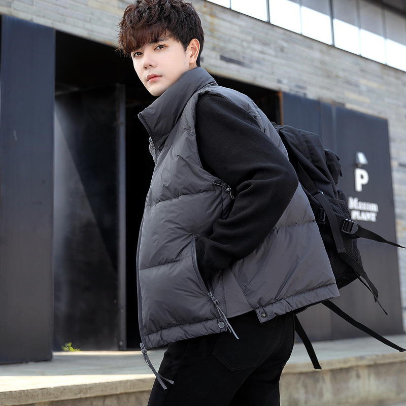 Autumn and Winter down Jacket Men's Duck down Vest Jacket Trendy Brand Stand Collar High-End Waistcoat Outer Wear Warm Vest