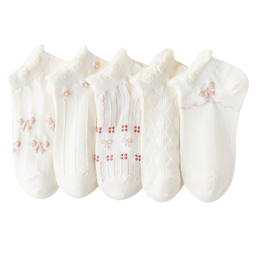 Socks for women, spring and autumn thin shallow-mouthed boat socks for women, cute Japanese low-cut ins, college style, short tube for women