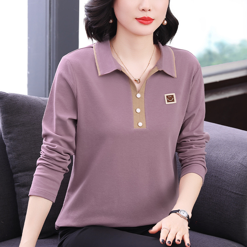 新款大码T恤女时尚polo衫大码宽松上衣遮肚显瘦打底衫简约体恤女|undefined