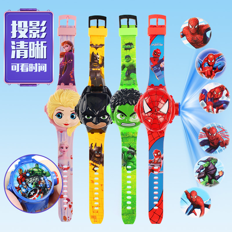 Retail flip projection watch boys and girls children's toy cartoon 3D anime character electronic watch supply