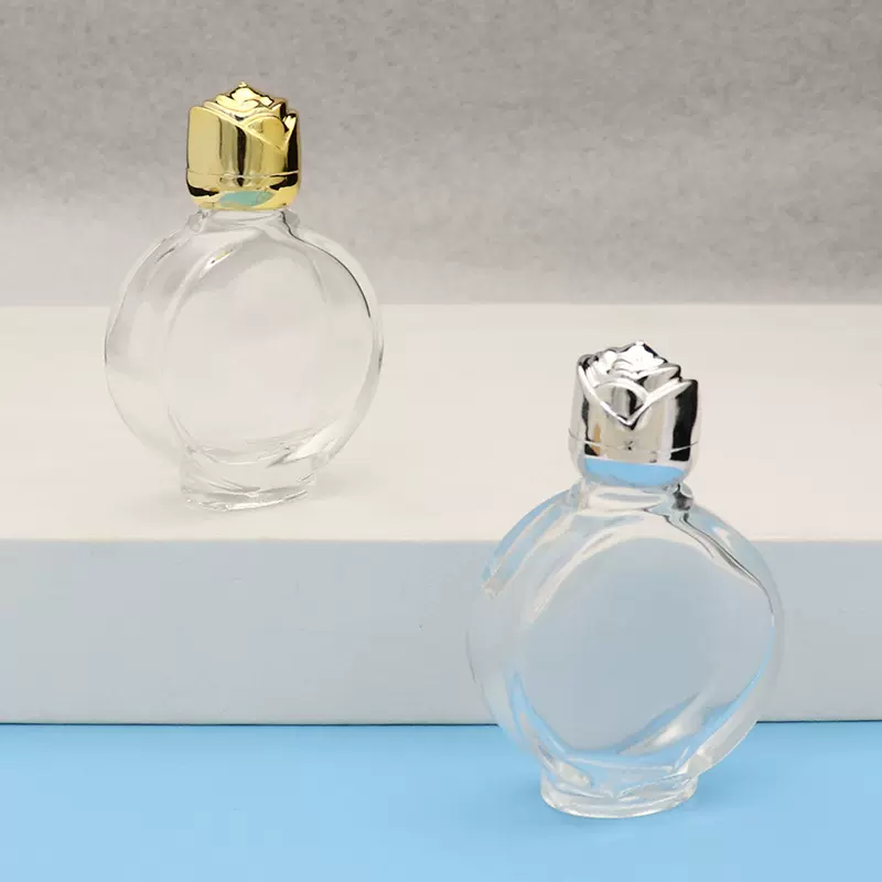 热卖迷你15ml化工业美妆水乳包装工艺玻璃香水瓶圆形瓶方形瓶玫瑰