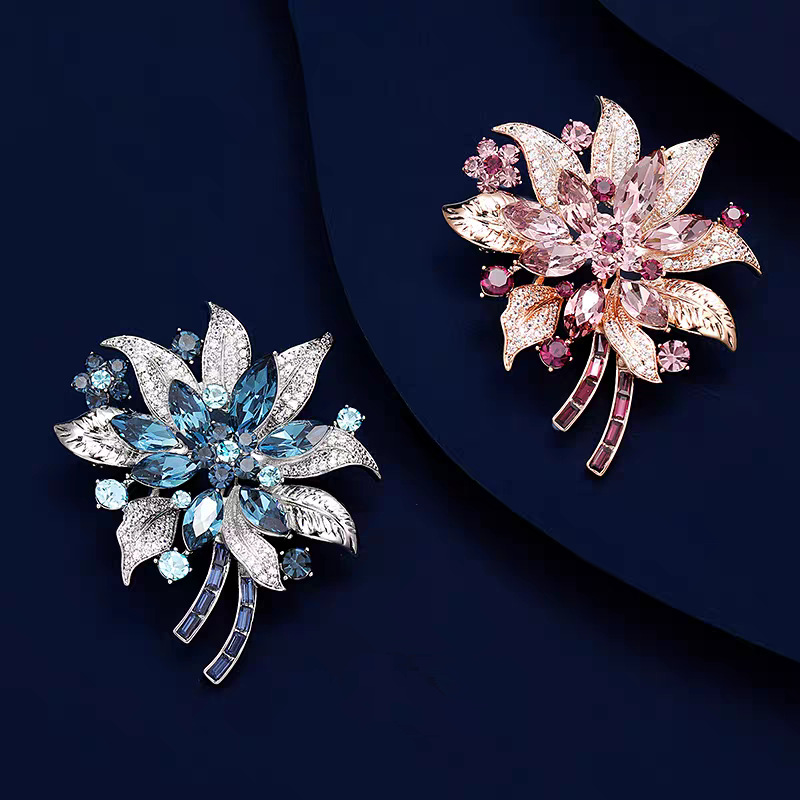 New Rose Brooch, High-End Light Luxury Crystal Corsage, Versatile Neckline Clothing, Women's Brooch Accessories, Jewelry