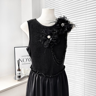 Pink Black Beaded Flower Corsage Clothing Wedding Dress Children's Clothing Decorative Lace Applique Clothing Dress Accessories Wholesale