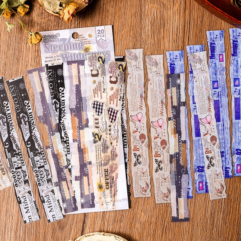 Jane Shadow Poetry año transparente impermeable pegatinas de pet diy notas de diario de cuenta manual pegatinas de letras en inglés de tiras largas retro transfronterizas