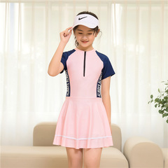 Polyester fabric 10-14 year old girls' swimsuit, girl one-piece swimsuit, sportswear for big kids, swimsuit manufacturer