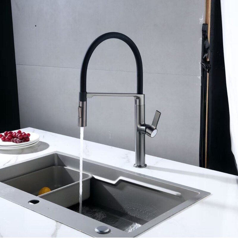 Kitchen Faucet, All-Copper, Pull-Out Type, Hot and Cold Water Sink, Household Magnetic Rotating All-Copper Material