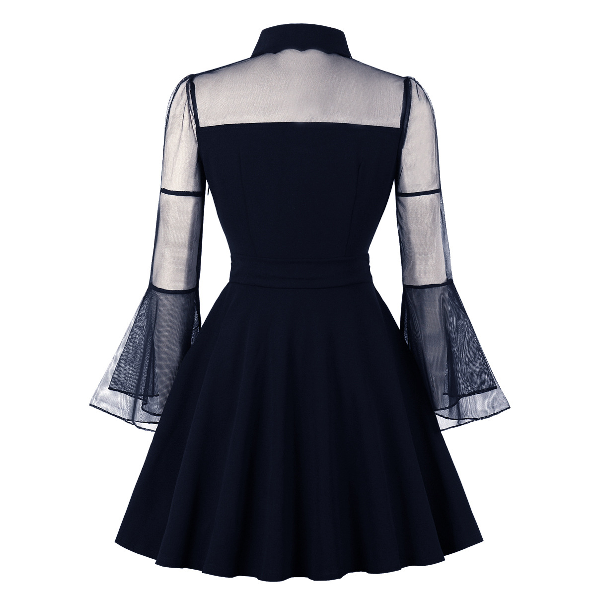 women's Halloween mesh trumpet sleeve stitching dress nihaostyles clothing wholesale NSMXN78854