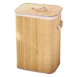 New Foldable Simple Storage Barrel with Lid Large Storage Basket Bamboo Japanese Style Dirty Clothes Folding Storage Box