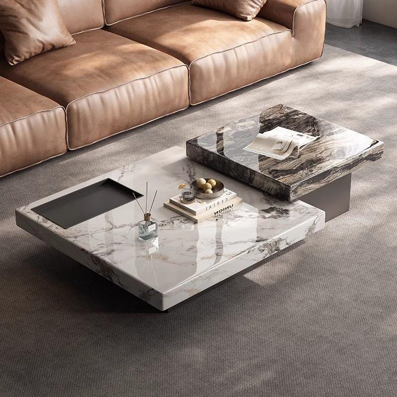 Natural Italian Marble Square Coffee Table Set, Simple and Luxurious, for Home Use in the Living Room, High-End New Model 2026 Natural Italian Marble Square Coffee Table Set, Simple and Luxurious, for Home Use in the Living Room, High-End New Model 2026