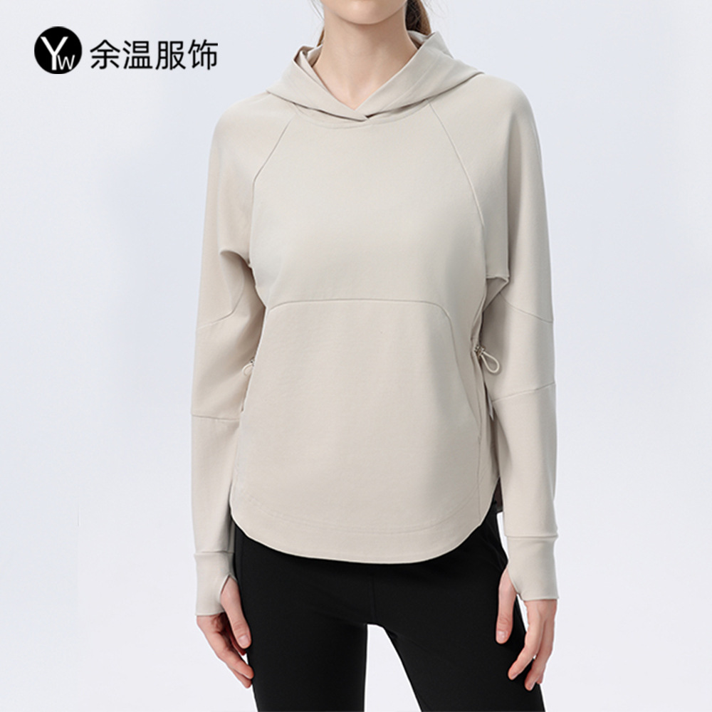 European and American Sports Sweater Women's Long Hooded Yoga Clothes Top Women's Long Sleeve Loose Running Fitness Jacket