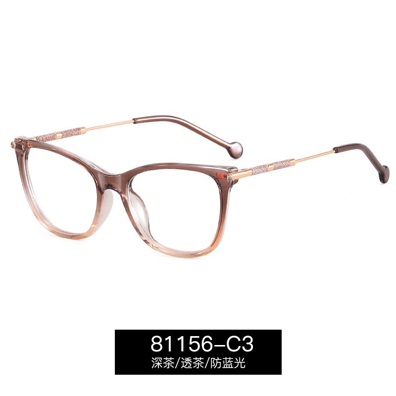 81156 gafas anti-luz azul personales de gran marco para mujeres TR marco de metal de resorte marco óptico de bisagra Europa y América transfronterizos
