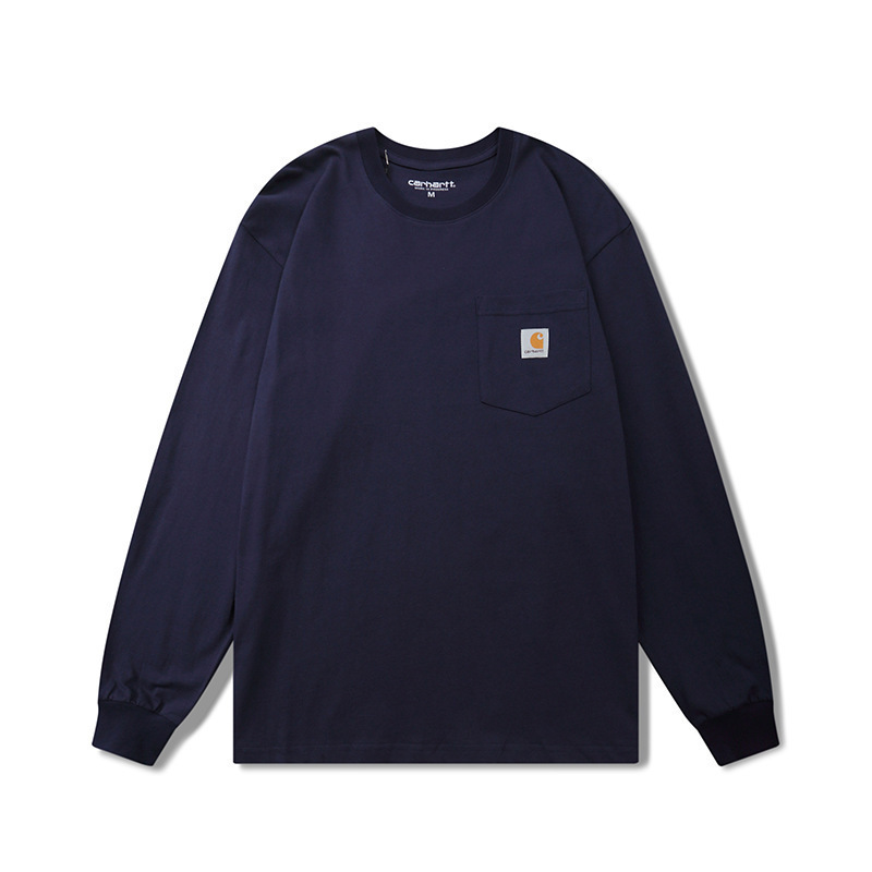 Kaha Classic Style Small Logo Pocket Long-Sleeve T-Shirt Trendy Brand Ins Unisex Couple Solid Color Base Shirt Kaha Classic Style Small Logo Pocket Long-Sleeve T-Shirt Trendy Brand Ins Unisex Couple Solid Color Base Shirt