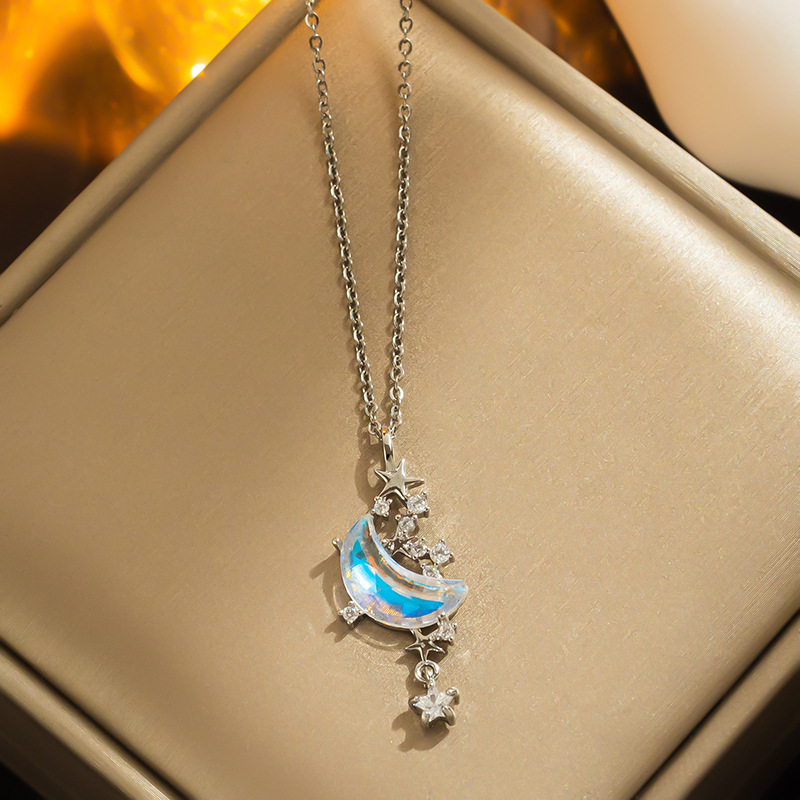 Collana con spruzzi di luna e stelle, fiume, collana da donna, nappa in streaming live, moda stile giapponese e coreano, fantasia leggera e di lusso_voghion.com