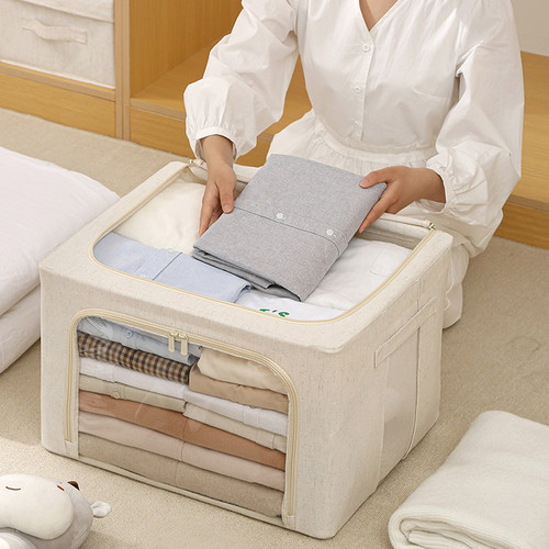 Anqin Tianshan cotton and linen storage box fabric washable bedroom clothing storage dustproof foldable large bagna box