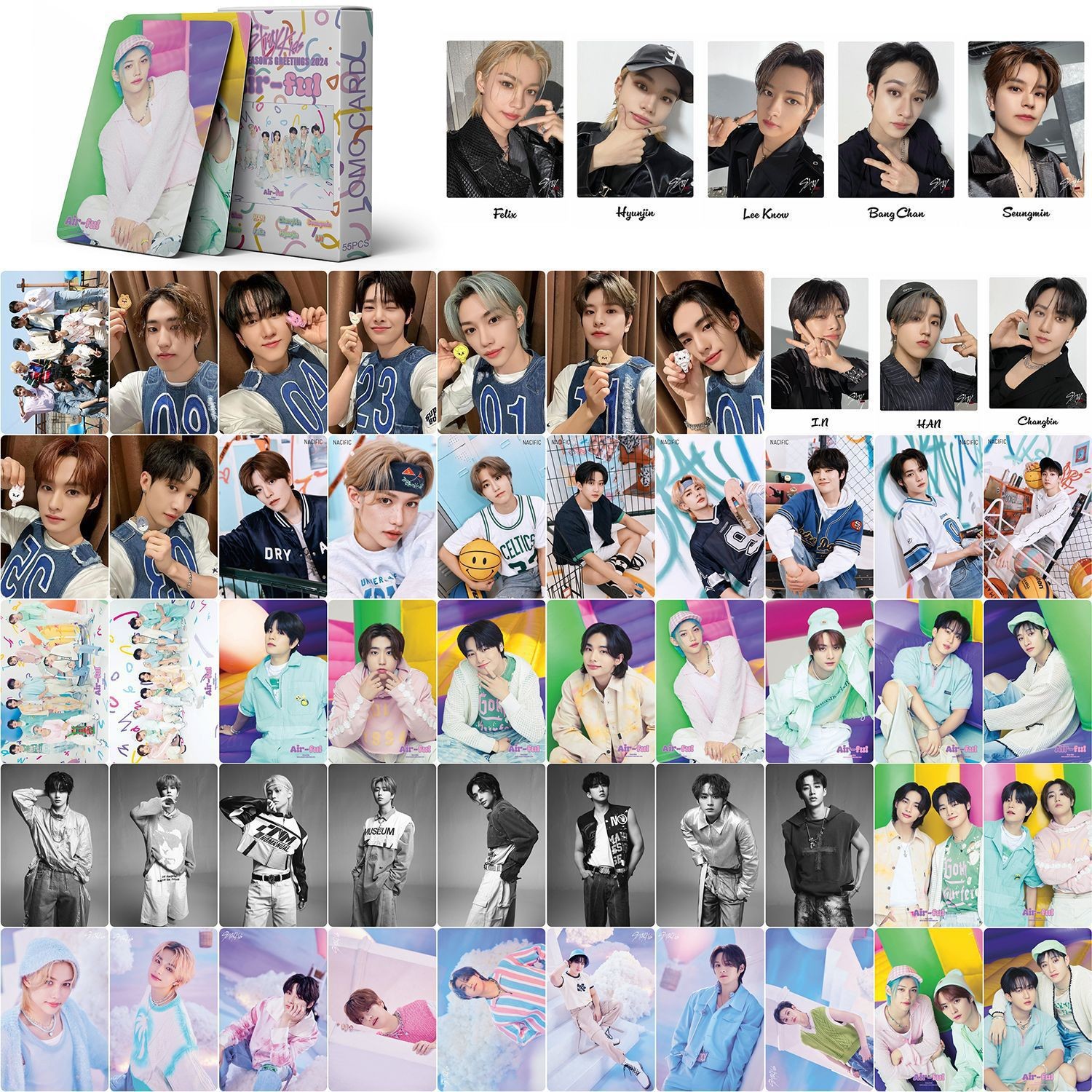 Cadena total de gran cantidad de nuevos productos en stock 55 tarjetas de álbum SKMyBreath KPOP estrella alrededor de la tarjeta de colección LOMO