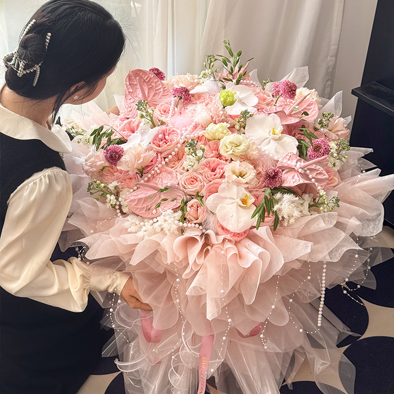 Flores en busca de estilo de día de San Valentín en línea sobre rojo papel de flores de Sydney papel de alto nivel extraíble algodón de leche sobre flores de material completo