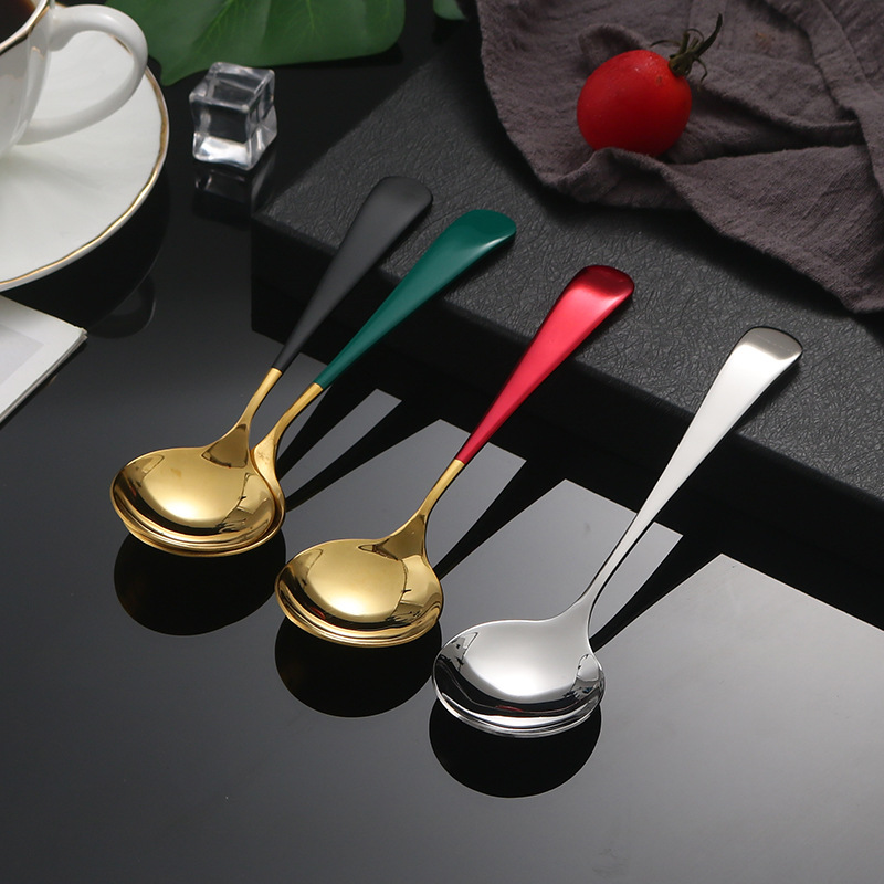 304 Internet de la celebridad cuchara de acero inoxidable cuchillo de vajilla, tenedor y cuchara Hotel Occidental cuchillo de carne postre cuchara redonda Tenedor logotipo imprimible