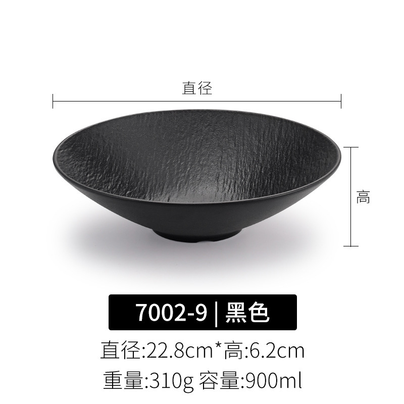 Japonés negro melamina bolos de arroz bolos de mezcla de fideos bolos de hotel restaurante bolos de sopa de plástico bolos de ensalada comerciales