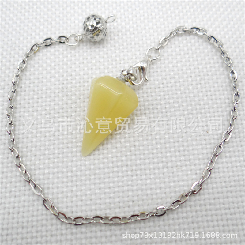 Venta caliente ágata natural cristal piedra preciosa cono hexágono cono colgante DIY cristal colgante espíritu péndulo