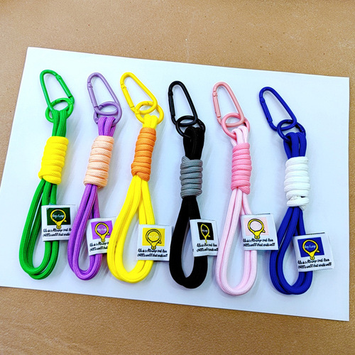 Nylon woven cloth color rope men's and women's keychain carabiner couple's keychain mobile phone pendant bag lanyard