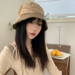 复古PU皮翘边渔夫帽子女早秋百搭显脸小灯芯绒盆帽翻边水桶帽子潮