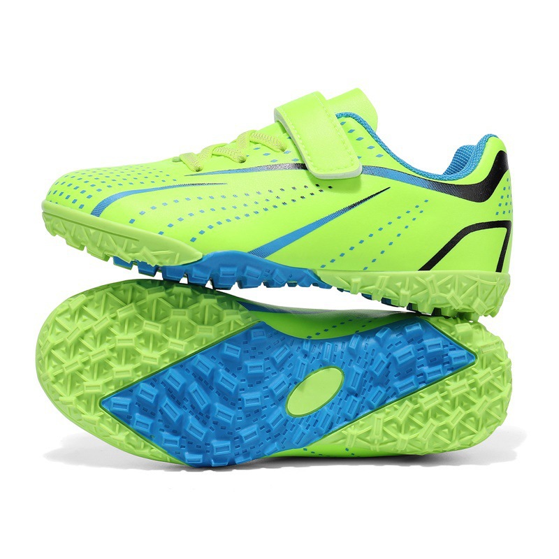 Tenis de Fútbol Infantil Turf de Caucho y TPU con Amortiguación y Cierre de Velcro para Césped Natural y Artificial