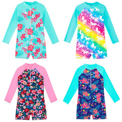Children's swimsuit for girls, long-sleeved swimming suit for unicorn girls, sunscreen clothing for middle-aged children, water sports quick-drying swimsuit