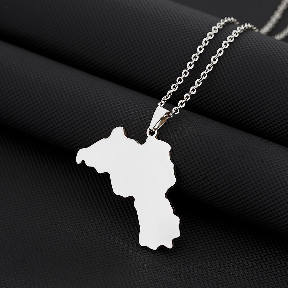 Kurdistan map pendant necklace oil drop retro men and women stainless steel pendant accessories_voghion.com