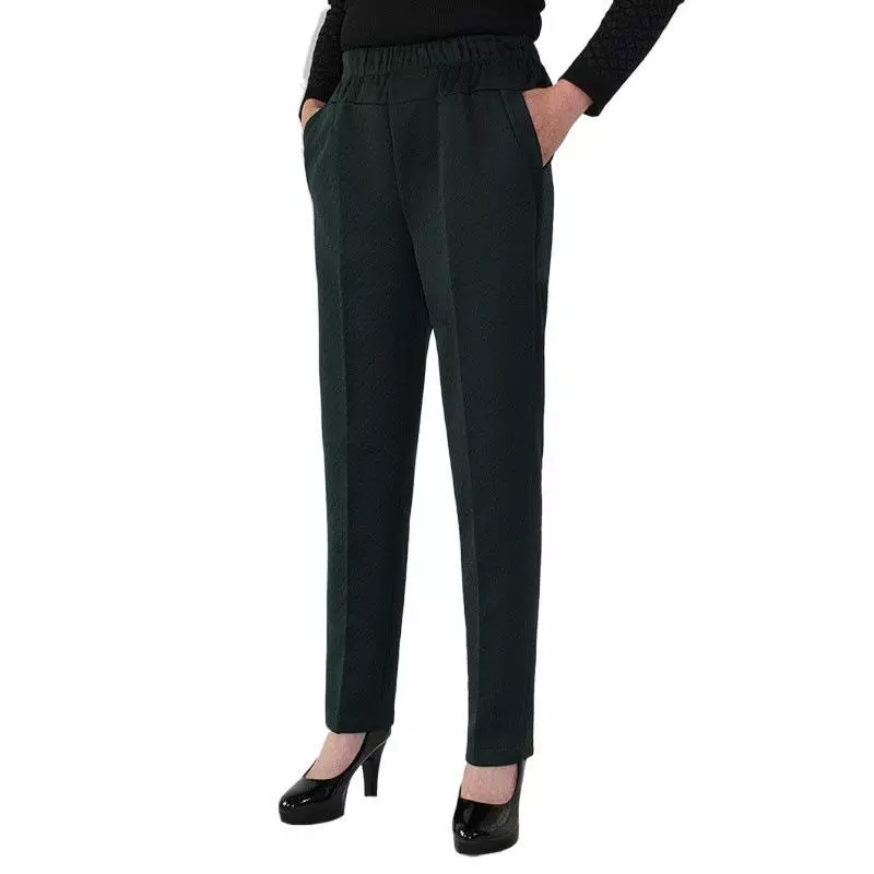 Женские брюки среднего и пожилого возраста, осенние брюки из хлопка и льна, клетчатая резинка с высокой талией, свободные очень большие брюки больших размеров для бабушки и мамы