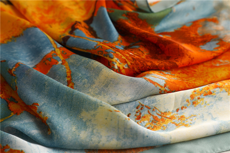 Foulard in seta stile pittura a olio sciarpa quadrata per capelli_voghion.com