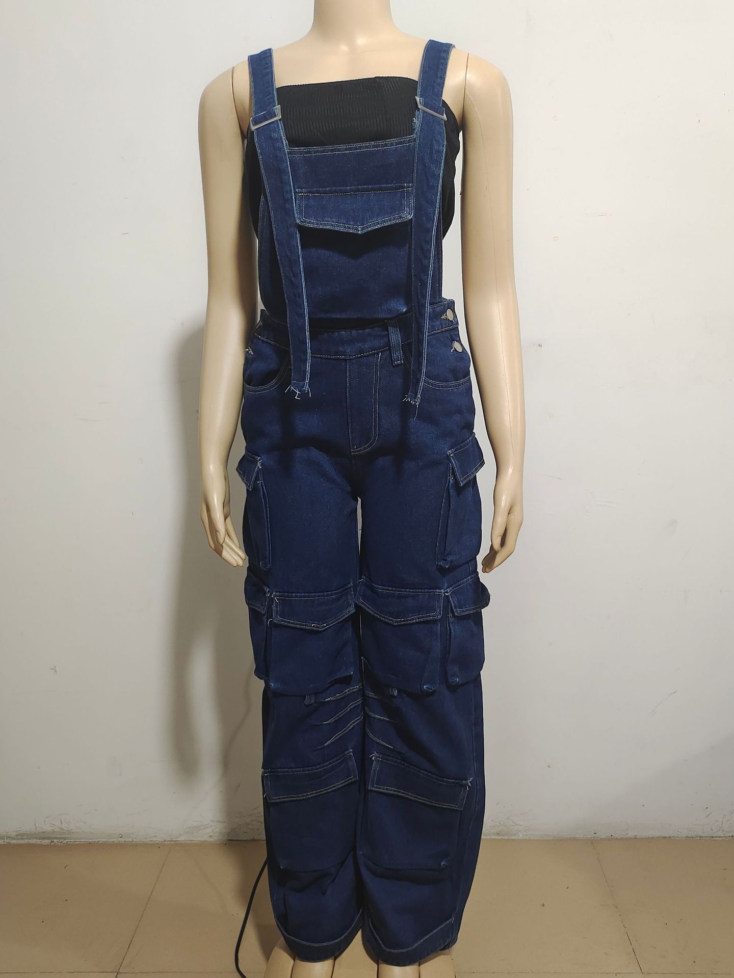 Summer Season Women's Holiday Daily Streetwear Solid Color Full Length Pocket Jumpsuits