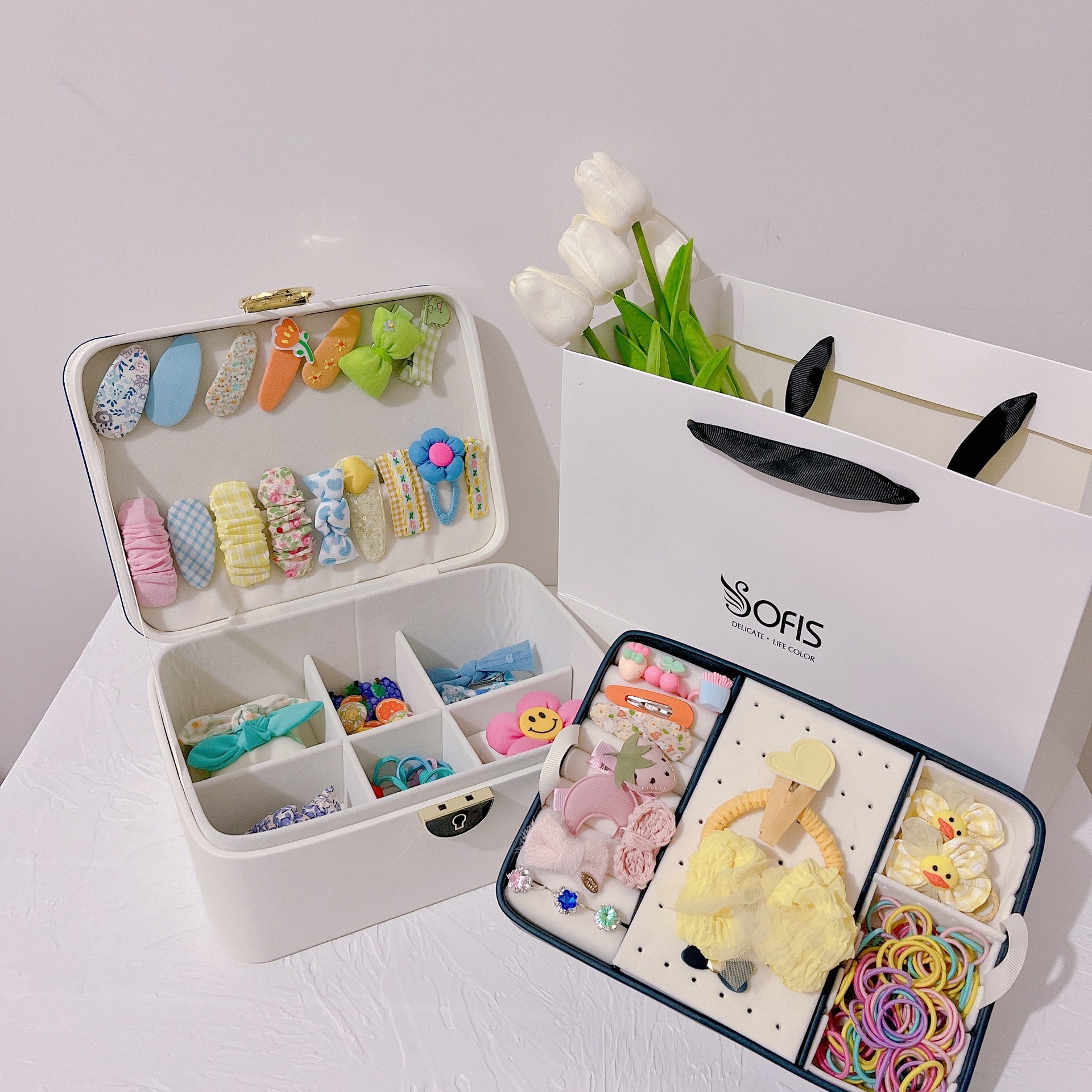 韩版儿童发饰套装礼盒女孩生日六一高端礼品盒学生头饰品爆款批发