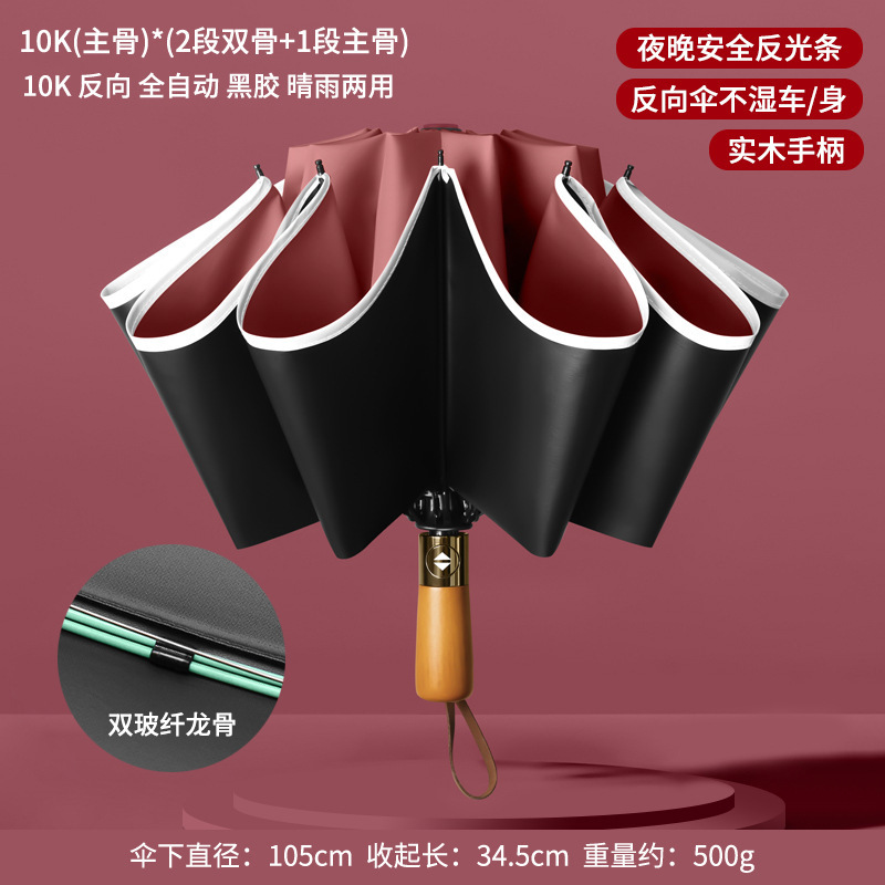 环扣男士加大号加厚加固全自动黑胶折叠两用晴雨伞女遮阳伞太阳伞|undefined