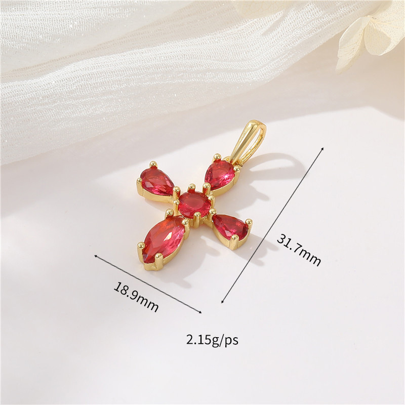 7g Weight Pendant Jewelry Making Type Zircon Inlay Material DIY Jewelry Accessories Classification 1 Piece Quantity Copper Material Cross Pattern Inlay Design Simple Style, Classic Style Style 1 Piece Copper Zircon Cross Pendant 10
