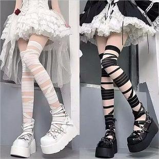 New Style Strap Over-the-Knee Stockings Stockings Lolita Cross Irregular Long Knee Stockings JK Girls Stockings