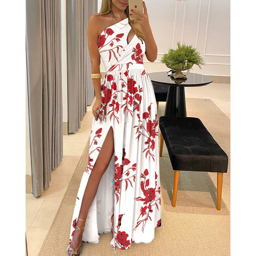 Women's Elegant Oblique Collar Printing Sleeveless Printing Maxi Long Dress Banquet Daily display picture 1