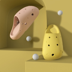 Cartoon cheese slippers for women in summer Baotou can be worn outside thick-soled home bathroom sandals handmade couple hole shoes