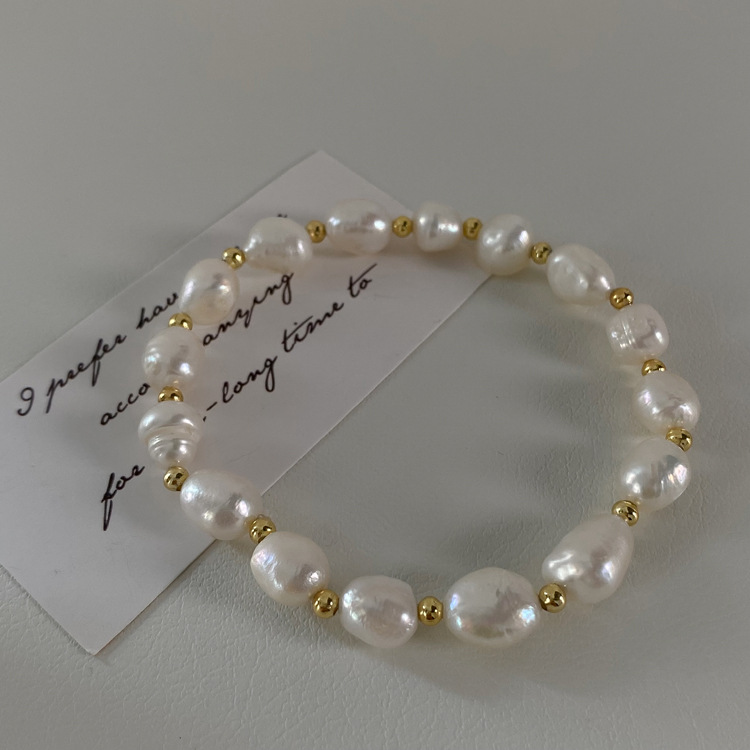 Freshwater Pearl Material Elegant Lady Geometric Freshwater Pearl Bracelets In Bulk