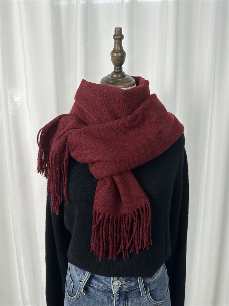 2023 nouveau monochrome pour femme, style décontracté japonais coréen, écharpe chaude, châle à la mode, peau de mouton d'automne et d'hiver_voghion.com