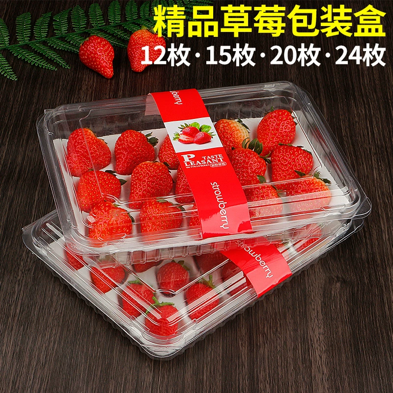 Strawberry, plastic box, rectangular pack