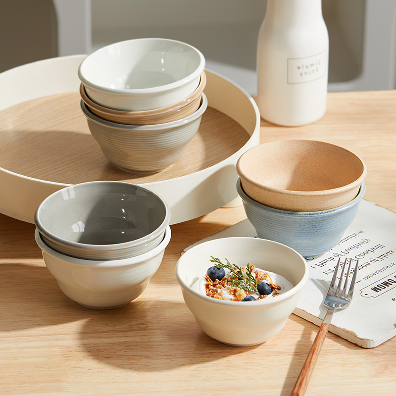 Tanwan Scandinavian Style 4.5-Inch Rice Bowl Ceramic Tableware Household Bowl Simple Fashion Small Bowl Cross-Border Export Porcelain Bowl
