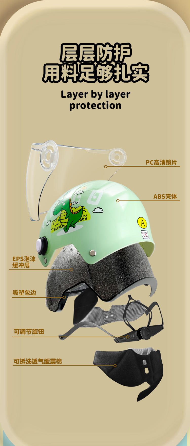 Class a New National Standard 3C Certified Kidsren's Helmet Female Kids Winter Electric Motorcycle Boy Half Helmet Breathable