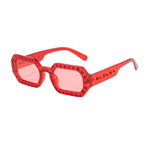 European and American small square sunglasses for men and women, rhinestone cross-border best-selling sunglasses, PC material, personalized women's sunglasses, UV400
