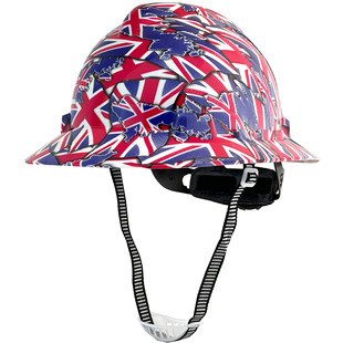 Foreign Trade Export Water Transfer Printing Rice Flag Pattern British Style Head Protection Abs Plastic Full Edge Safety Helmet