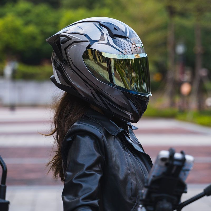 Motorcycle Full-Face Helmet for Men, 3C Certified, Racing Style, All-Season Universal, Personalized Motorcycle Riding Full-Cover Warm Helmet for Women